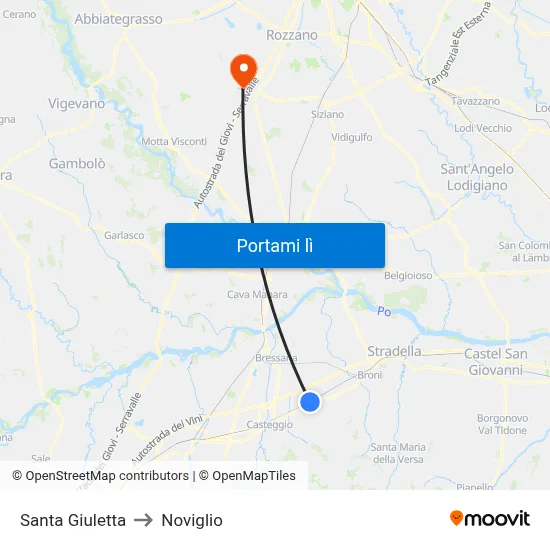 Santa Giuletta to Noviglio map