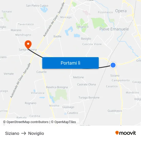 Siziano to Noviglio map