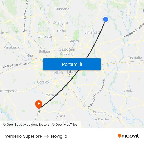 Verderio Superiore to Noviglio map