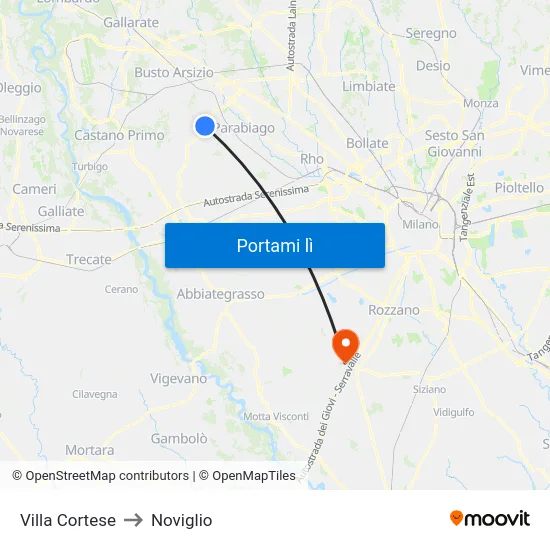 Villa Cortese to Noviglio map
