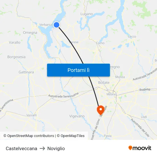 Castelveccana to Noviglio map