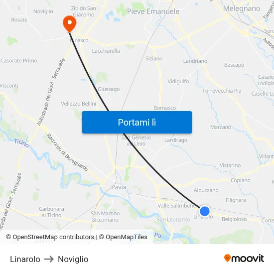 Linarolo to Noviglio map
