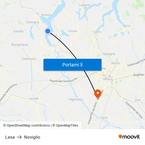 Lesa to Noviglio map