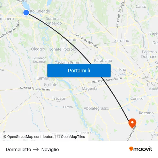 Dormelletto to Noviglio map