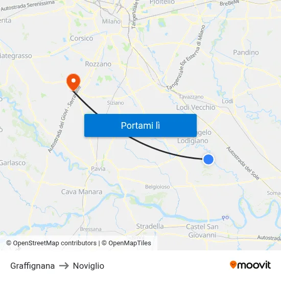 Graffignana to Noviglio map