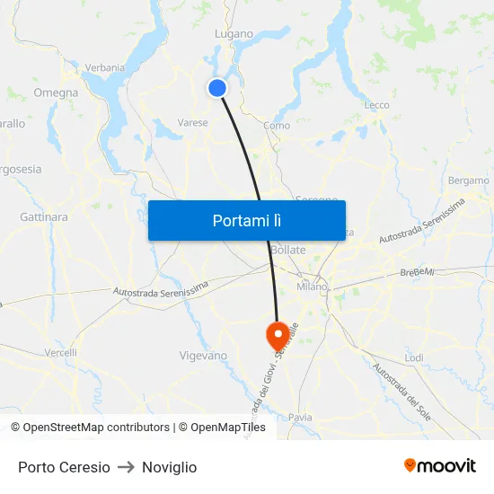 Porto Ceresio to Noviglio map