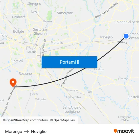 Morengo to Noviglio map