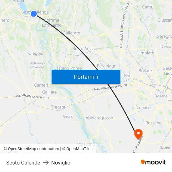 Sesto Calende to Noviglio map
