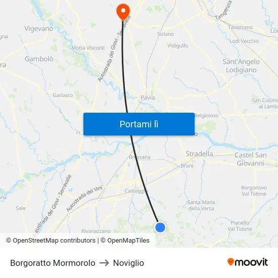 Borgoratto Mormorolo to Noviglio map