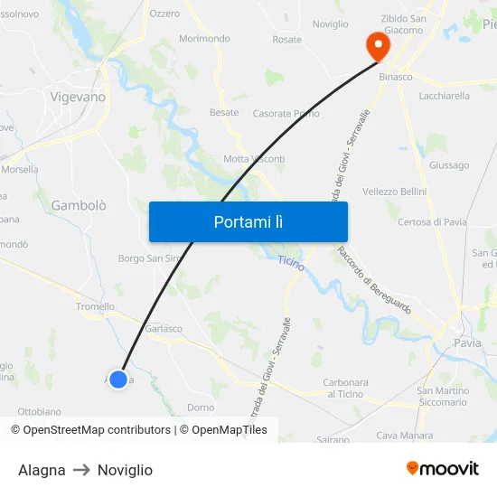 Alagna to Noviglio map