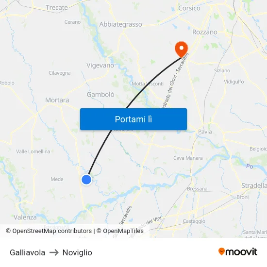 Galliavola to Noviglio map
