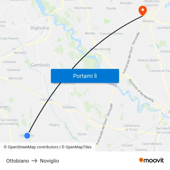 Ottobiano to Noviglio map