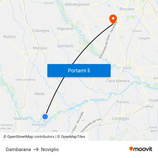 Gambarana to Noviglio map