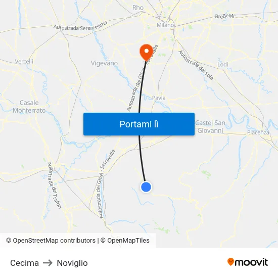 Cecima to Noviglio map