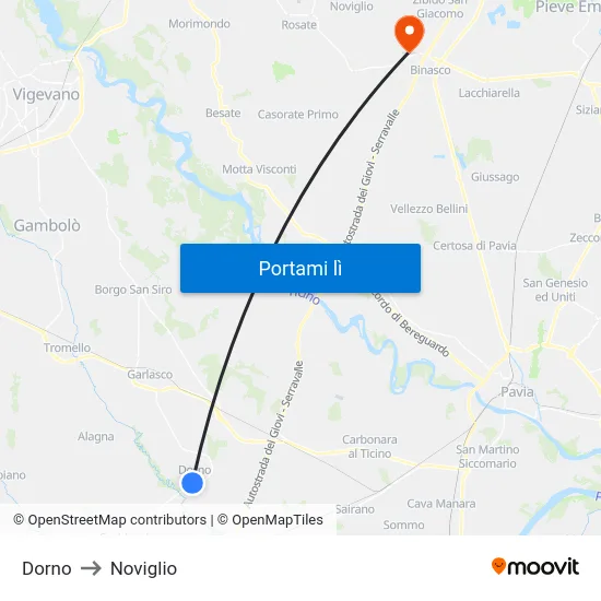 Dorno to Noviglio map