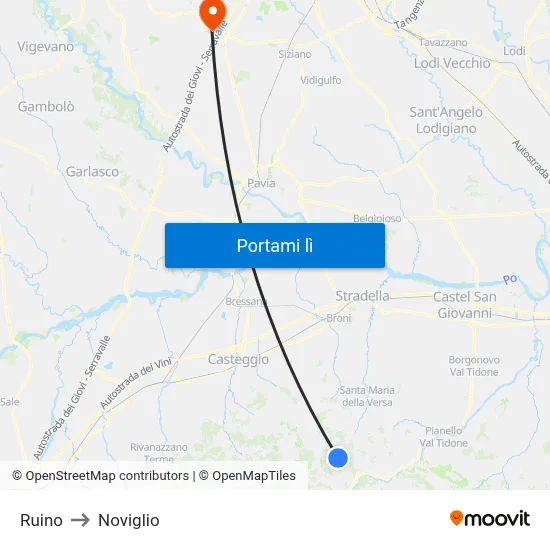Ruino to Noviglio map
