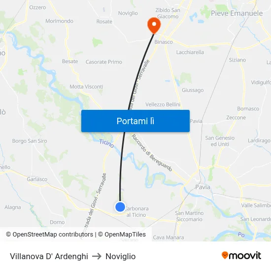 Villanova D' Ardenghi to Noviglio map