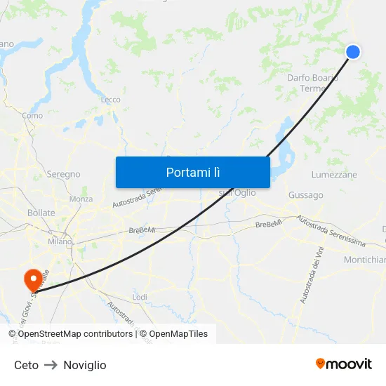 Ceto to Noviglio map