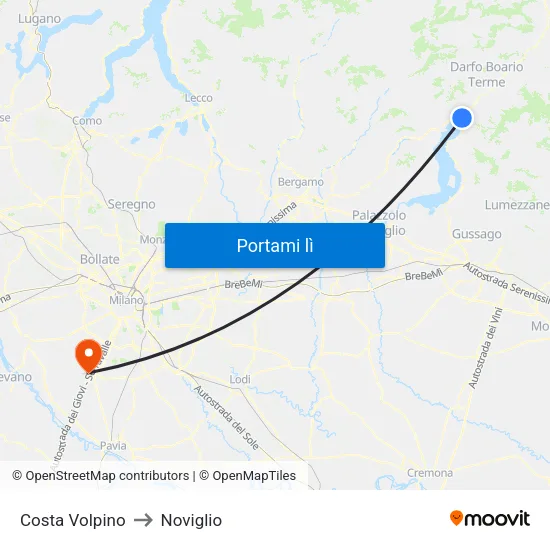 Costa Volpino to Noviglio map