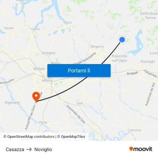 Casazza to Noviglio map