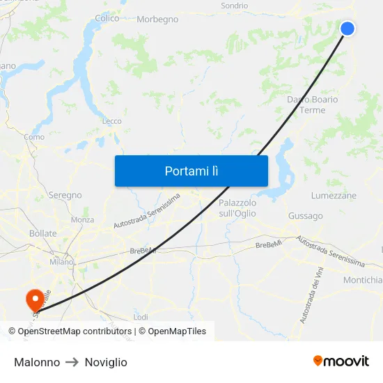 Malonno to Noviglio map
