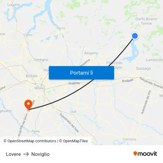 Lovere to Noviglio map
