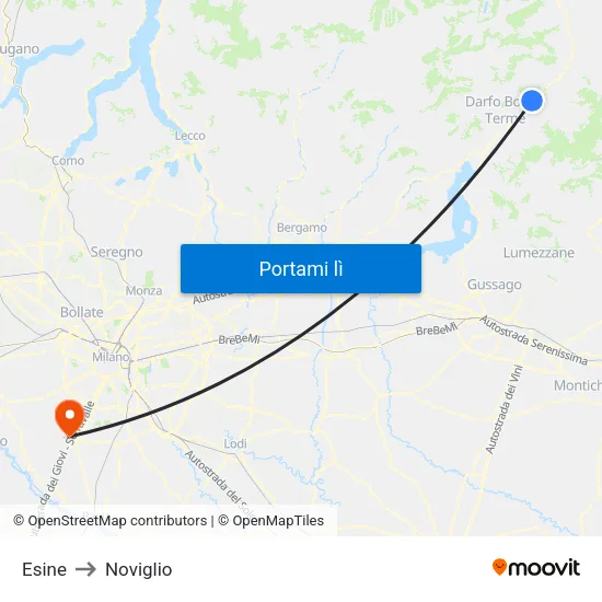 Esine to Noviglio map