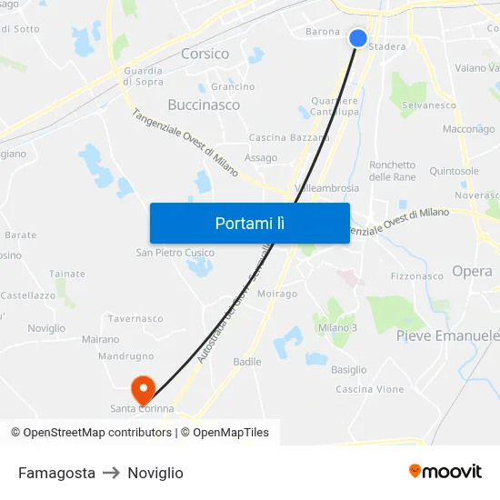 Famagosta to Noviglio map