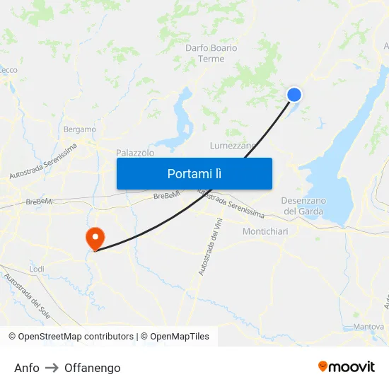 Anfo to Offanengo map