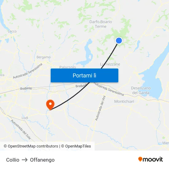 Collio to Offanengo map