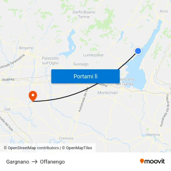 Gargnano to Offanengo map
