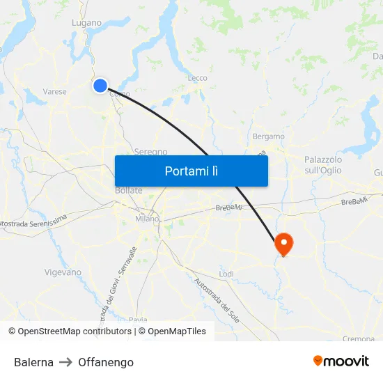 Balerna to Offanengo map