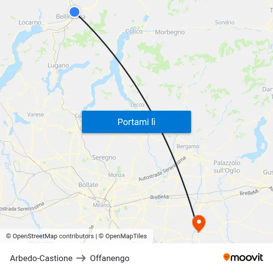 Arbedo-Castione to Offanengo map