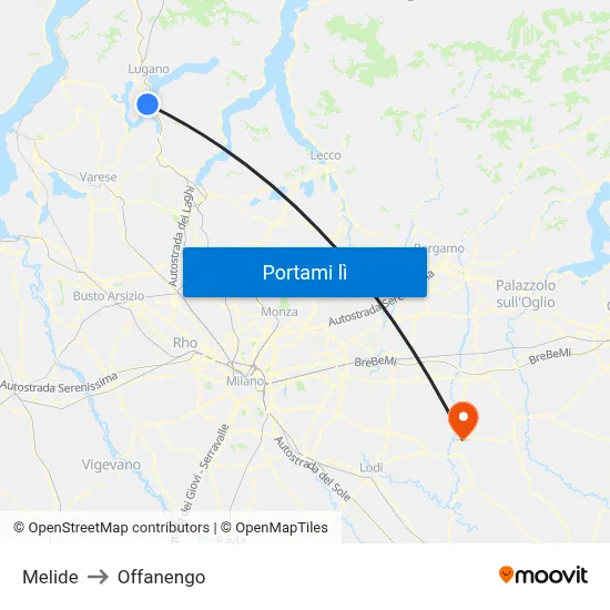 Melide to Offanengo map