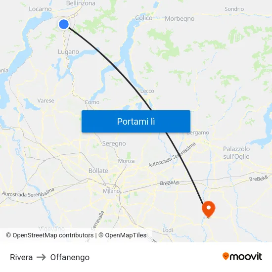Rivera to Offanengo map