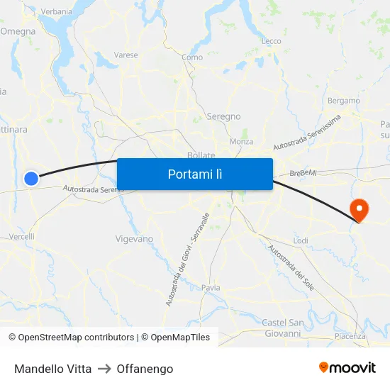 Mandello Vitta to Offanengo map