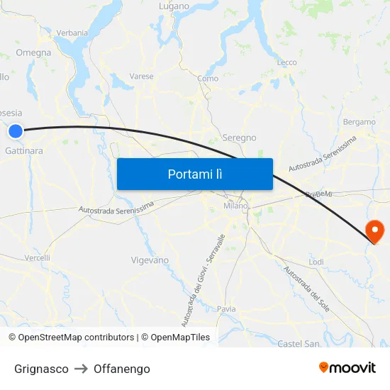 Grignasco to Offanengo map