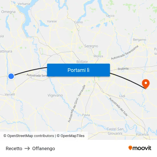 Recetto to Offanengo map
