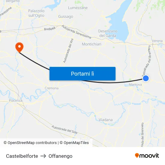 Castelbelforte to Offanengo map