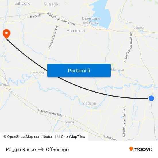 Poggio Rusco to Offanengo map