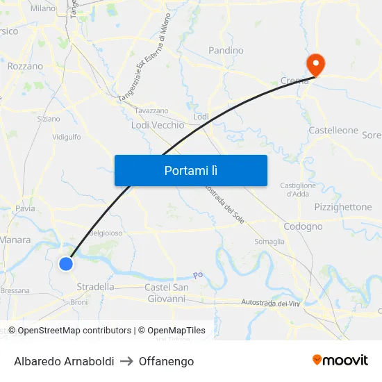 Albaredo Arnaboldi to Offanengo map