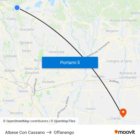 Albese Con Cassano to Offanengo map