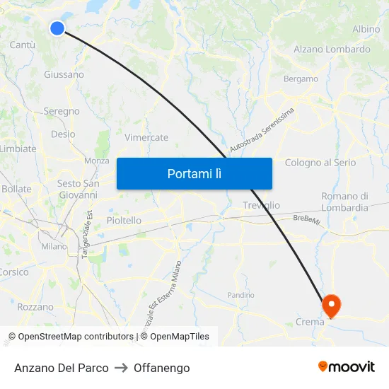 Anzano Del Parco to Offanengo map