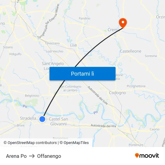 Arena Po to Offanengo map