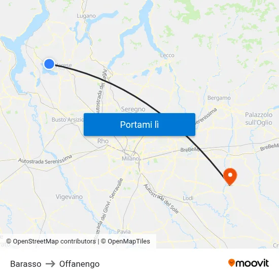 Barasso to Offanengo map