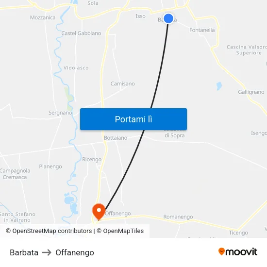 Barbata to Offanengo map