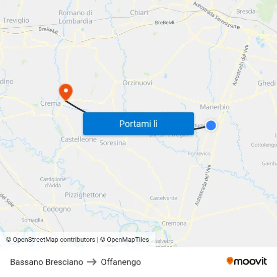 Bassano Bresciano to Offanengo map