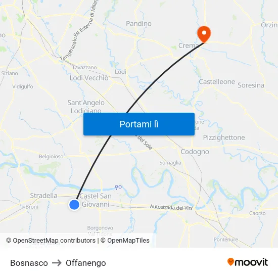 Bosnasco to Offanengo map