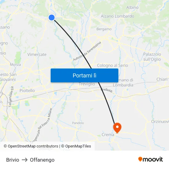 Brivio to Offanengo map