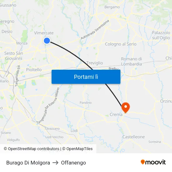 Burago Di Molgora to Offanengo map